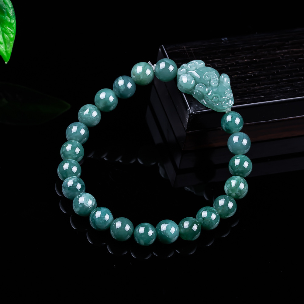 Vintage Item - Bracciale Pixiu in Giada Birmana Naturale,